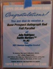 Julio Rodriguez [Red] #PA-JRZ Baseball Cards 2021 Bowman Inception Autographs Prices