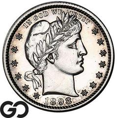 1898 Coins Barber Quarter Prices