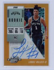 Lonnie Walker IV [White Jersey Autograph Orange] Basketball Cards 2018 Panini Contenders Optic Prices