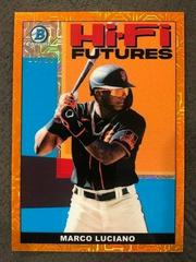 Marco Luciano [Orange Refractor Mega Box Mojo] #HIFI-7 Baseball Cards 2022 Bowman Hi Fi Futures Prices