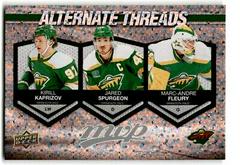Kirill Kaprizov, Jared Spurgeon, Marc Andre Fleury Hockey Cards 2023 Upper Deck MVP Alternate Threads Prices