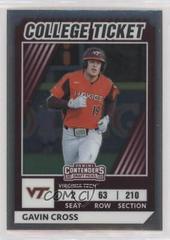 Gavin Cross #2 Baseball Cards 2022 Panini Elite Extra Edition College Tickets Optic Prices