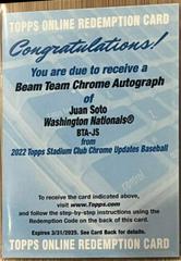 Juan Soto Baseball Cards 2022 Stadium Club Chrome Beam Team Autographs Prices