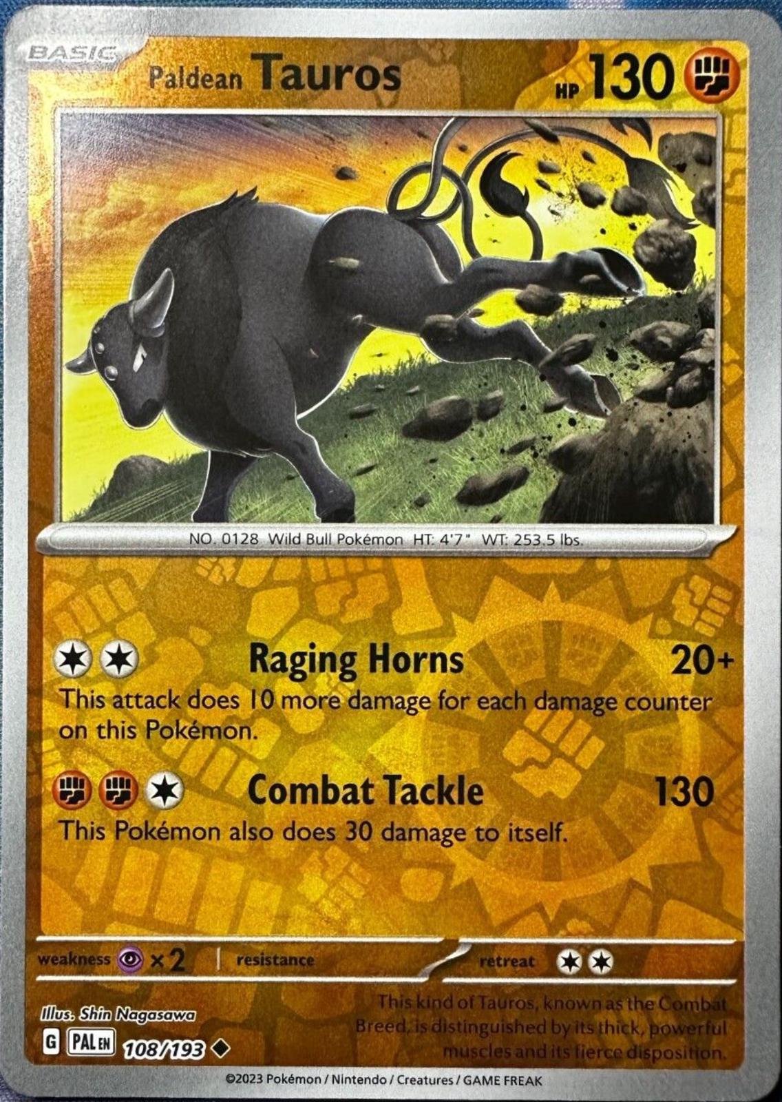 Paldean Tauros [Reverse Holo] #108 Pokemon Paldea Evolved