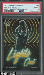 Luka Doncic [Gold Wave] #10 Basketball Cards 2022 Panini Donruss Optic Lights Out Prices