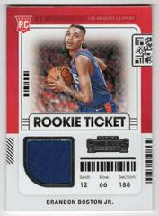 Brandon Boston Jr. Basketball Cards 2021 Panini Contenders Rookie Ticket Swatches Prices