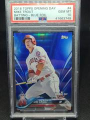 Mike Trout [Batting Blue Foil] Baseball Cards 2018 Topps Opening Day Prices