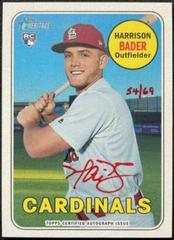 Harrison Bader [Red Ink] Baseball Cards 2018 Topps Heritage Real One Autographs Prices