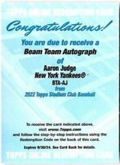 Aaron Judge Baseball Cards 2022 Stadium Club Beam Team Autographs Prices