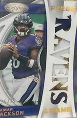 Lamar Jackson [Gold] #POG-5 Football Cards 2023 Panini Certified Piece of the Game Prices
