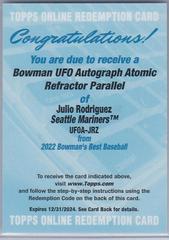 Julio Rodriguez [Atomic] Baseball Cards 2022 Bowman's Best UFO Autographs Prices