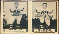 Nub Beamer, Tom Brown Football Cards 1962 Topps CFL Prices
