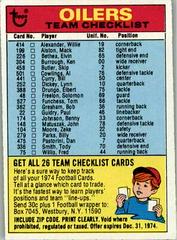 Houston Oilers Football Cards 1974 Topps Team Checklists Prices