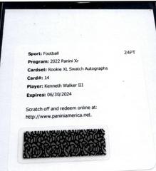 Kenneth Walker III Football Cards 2022 Panini XR Rookie XL Swatch Autographs Prices