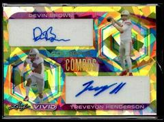 Devin Brown, TreVeyon Henderson #CC-18 Football Cards 2023 Leaf Vivid Autographs Colorful Combos Prices