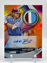 Alec Bohm [Orange] Baseball Cards 2022 Bowman Platinum Pieces Autograph Relics Prices