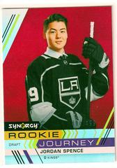 Jordan Spence [Red] #RJ-15 Hockey Cards 2022 Upper Deck Synergy Rookie Journey Draft Prices