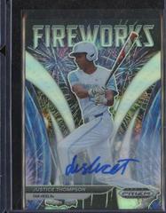 Justice Thompson [Autograph Silver Prizm] #F-JT Baseball Cards 2021 Panini Prizm Draft Picks Fireworks Prices