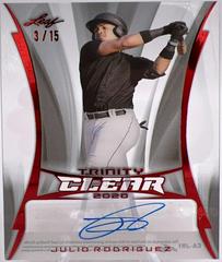 Julio Rodriguez [Red] #CA-JR1 Baseball Cards 2020 Leaf Trinity Clear Autographs Prices