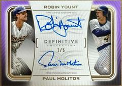 Robin Yount, Paul Molitor [Purple] Baseball Cards 2023 Topps Definitive Dual Autograph Collection Prices