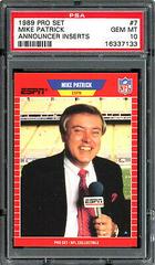 Mike Patrick Football Cards 1989 Pro Set Announcer Inserts Prices