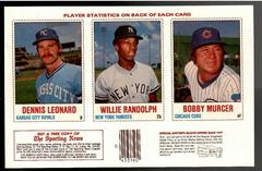 Bobby Murcer, Dennis Leonard, Willie Randolph [Hand Cut Panel] Baseball Cards 1978 Hostess Prices