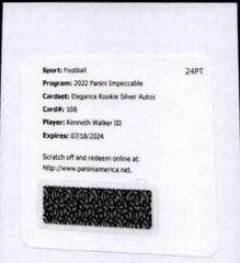 Kenneth Walker III [Silver Autograph] #108 Football Cards 2022 Panini Impeccable Prices