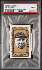 Cy Young [Silver] #6 Baseball Cards 1963 Bazooka All Time Greats Prices