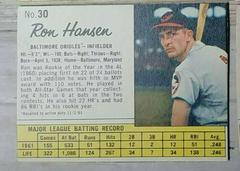 Ron Hansen [Hand Cut] #30 Baseball Cards 1962 Jell O Prices