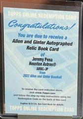 Jeremy Pena Baseball Cards 2022 Topps Allen & Ginter Autograph Relic Book Prices