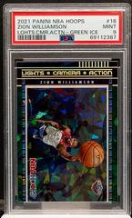 Zion Williamson [Green Ice] Basketball Cards 2021 Panini Hoops Lights Camera Action Prices