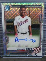 Armando Cruz [Orange Refractor] Baseball Cards 2021 Bowman Chrome Mega Box Mojo Autographs Prices