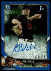 Alex Wells [Blue Refractor] #BCPA-AW Baseball Cards 2018 Bowman Chrome Prospects Autographs Prices