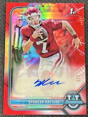 Spencer Rattler [Red Refractor] #BCPA-SR Football Cards 2021 Bowman University Chrome Autographs Prices