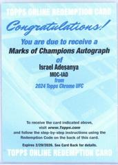 Israel Adesanya #MOC-IAD Ufc Cards 2024 Topps Chrome UFC Marks of Champions Autograph Prices