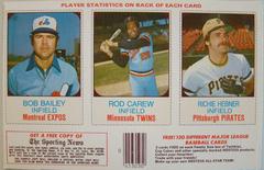 Bailey, Carew, Hebner [Hand Cut Panel] Baseball Cards 1975 Hostess Prices