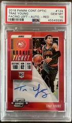 Trae Young [Facing Left Autograph Red] #124 Basketball Cards 2018 Panini Contenders Optic Prices