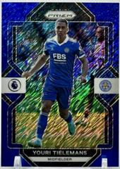Youri Tielemans [Blue Shimmer] #100 Soccer Cards 2022 Panini Prizm Premier League Prices