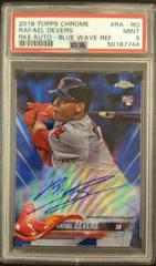 Rafael Devers [Blue Wave Refractor] #RA-RD Baseball Cards 2018 Topps Chrome Rookie Autograph Prices
