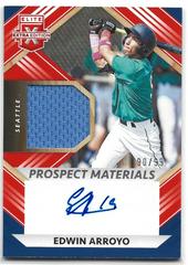 Edwin Arroyo [Orange] Baseball Cards 2022 Panini Elite Extra Edition Prospect Materials Signatures Prices