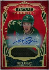 Matt Boldy [Design Variant Autograph Patch Red] Hockey Cards 2022 Upper Deck Stature Prices