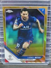 Lionel Messi [Gold Refractor] #100 Soccer Cards 2021 Topps Chrome UEFA Champions League Prices