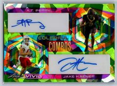 A. T. Perry, Jake Haener [Crystal Green] #CC-1 Football Cards 2023 Leaf Vivid Autographs Colorful Combos Prices