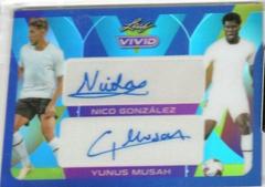 Nico Gonzalez , Yunus Musah [Navy Blue] Soccer Cards 2022 Leaf Vivid Dual Autographs Prices