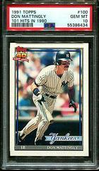 Don Mattingly [101 Hits in 1990] #100 Baseball Cards 1991 Topps Prices