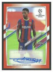 Ansu Fati [Orange Refractor] Soccer Cards 2020 Topps Chrome UEFA Champions League Autographs Prices