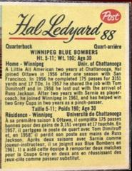 Hal Ledyard #88 Football Cards 1963 Post Cereal CFL Hand Cut Prices