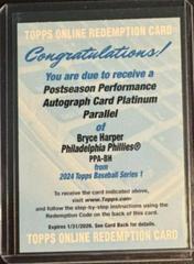 Bryce Harper [Platinum] #PPA-BH Baseball Cards 2024 Topps Postseason Performance Autograph Prices