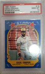 Cecil Cooper Baseball Cards 1981 Fleer Star Stickers Prices