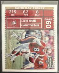 Steve Young [Silver] #GDT-SYO Football Cards 2022 Panini Contenders Game Day Ticket Prices